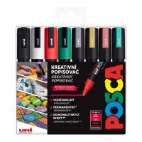Sada kreativních popisovačů Uni Posca PC-5M, 8 ks, mix vánočních barev Sada kreativních popisovačů Uni Posca PC-5M, 8 ks, mix vánočních barev