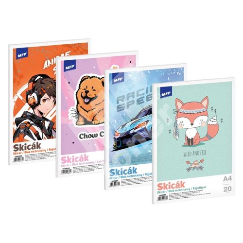 Skicák A4, 170g, 20 listů, mix motivů 1