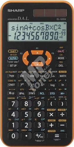 Kalkulačka Sharp EL-520XYR, černo-oranžová, vědecká 1