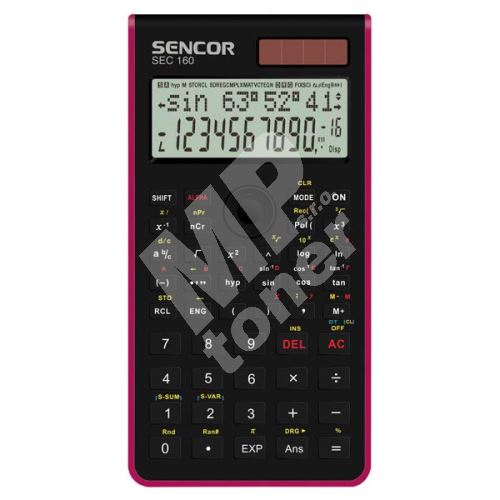 Sencor kalkulačka, SEC 160 RD, červená, školní, dvanáctimístná 1
