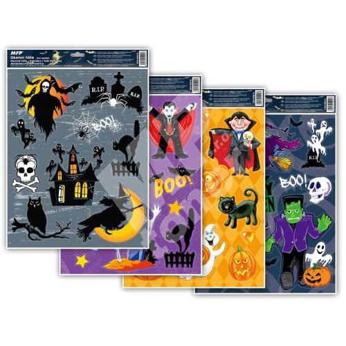 Okenní fólie Halloween glitr, 30x42cm, mix 1