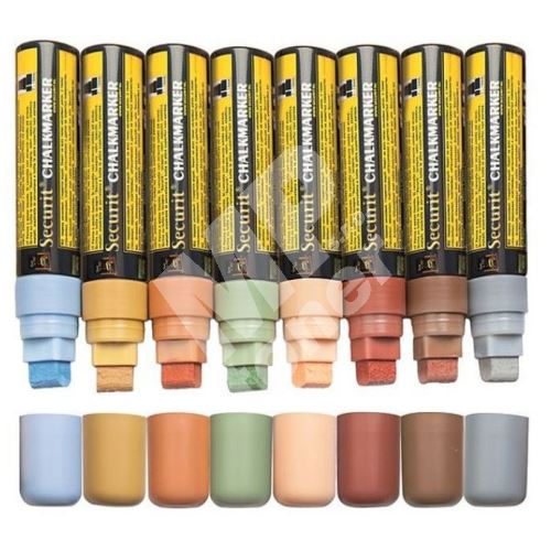 Sada Securit 8 silných křídových popisovačů, šířka hrotu 7-15 mm, 8 pastel různé 2