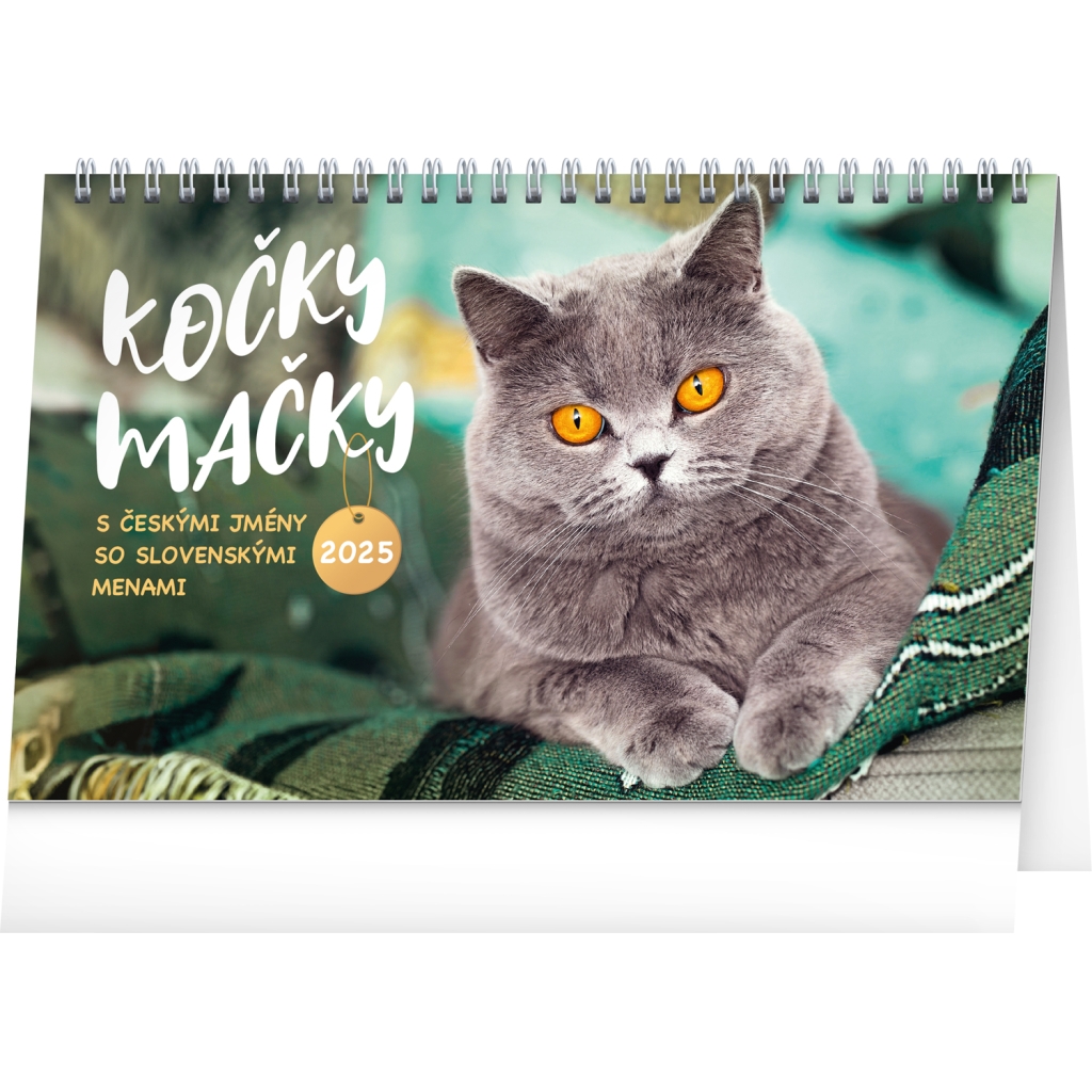 Stolní kalendář Notique Kočky, CZ/SK 2025, 23,1 x 14,5 cm