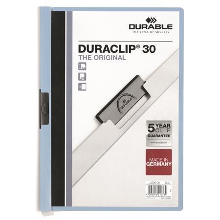 Desky s rychlovazačem Durable Duraclip 30, modrá, s klipem, A4