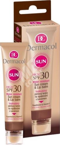 Dermacol Sun Cream & Lip Balm SPF 30 voděodolný pleťový krém na opalování 30 ml a 1
