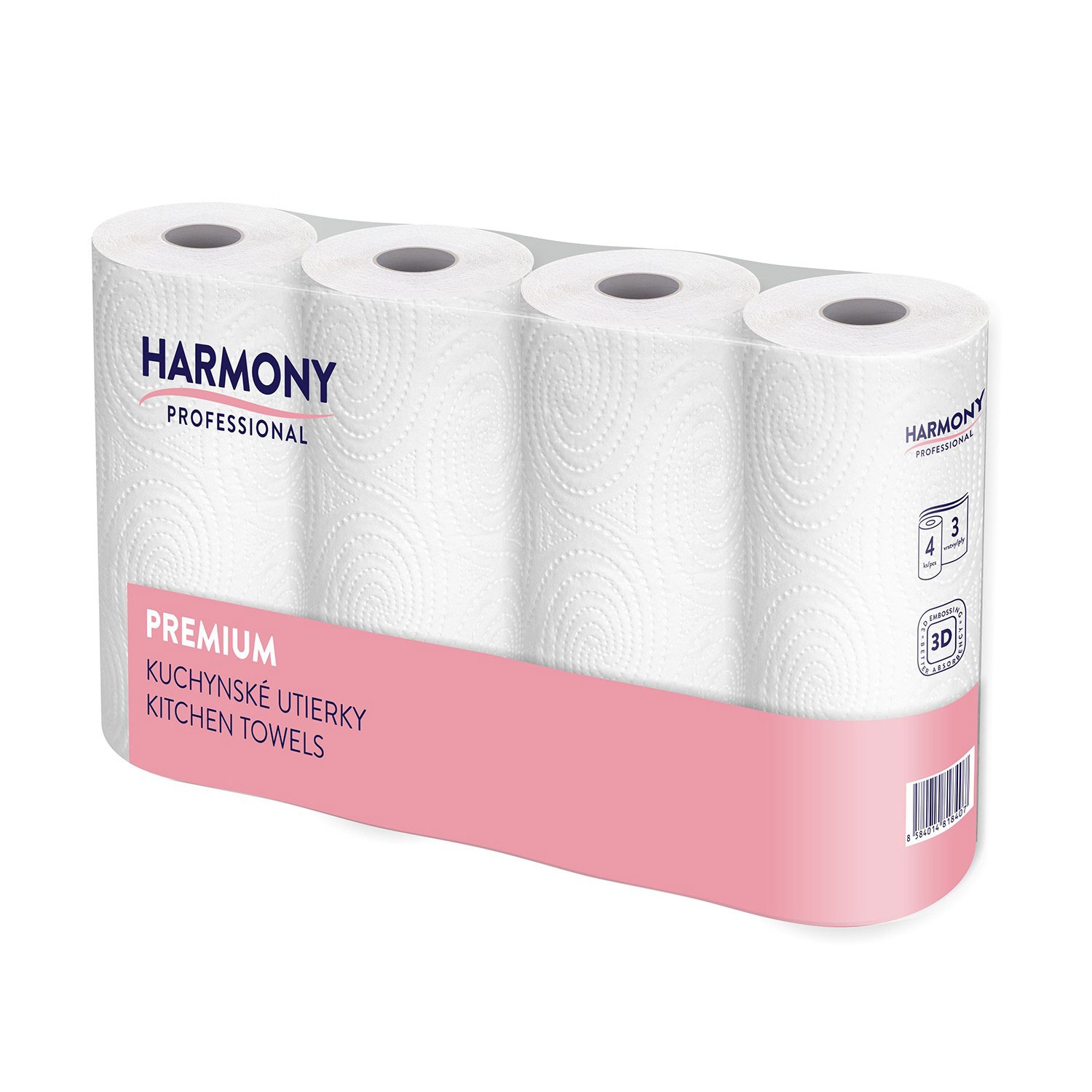 Kuchyňské papírové utěrky Harmony Professional, 3 vrstvy, cena za 1bal/4ks