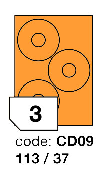 Samolepící etikety Rayfilm Office průměr 113/37 mm 300 archů, fluo oranžová, R0133.CD09D