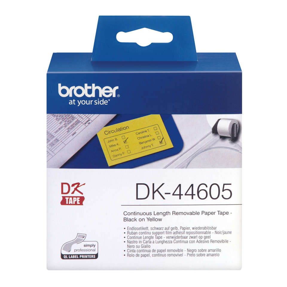 Papírová role Brother DK44605, 62mm x 30.48m, žlutá, snímatelná, 1 ks
