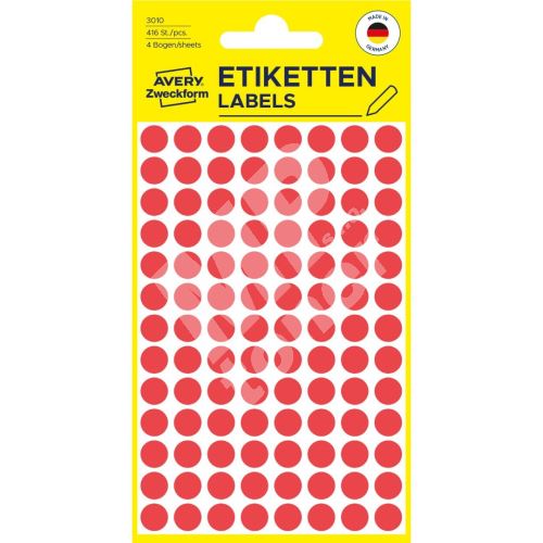 Etikety na ruční popis kolečko průměr 8 mm - červené - 3010 1