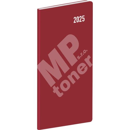 Kapesní diář Notique 2025, plánovací měsíční, vínový, 8 x 18 cm 1