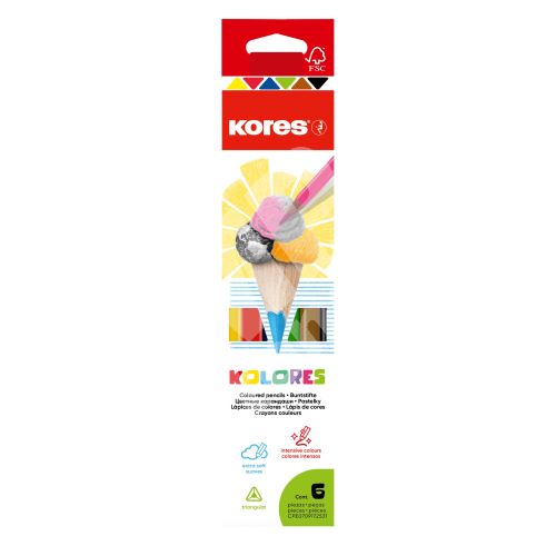 Pastelky 93306 Kores Kolores Trojhranné 6 barev 1