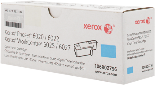 Toner Xerox 106R02756, Phaser 6020, 6022, WorkCentre 6025, cyan, originál