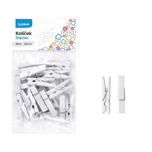 Kolíček 3,5cm bílý, 25ks LUMA 1