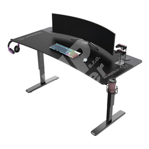 Herní stůl Ultradesk Cruiser Black, 160x70x66-82cm, držák sluchátek, výškově 1