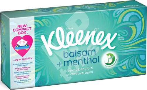 Kleenex Balsam + Menthol hygienické kapesníky s vůní mentolu v krabičce 72 kusů 1