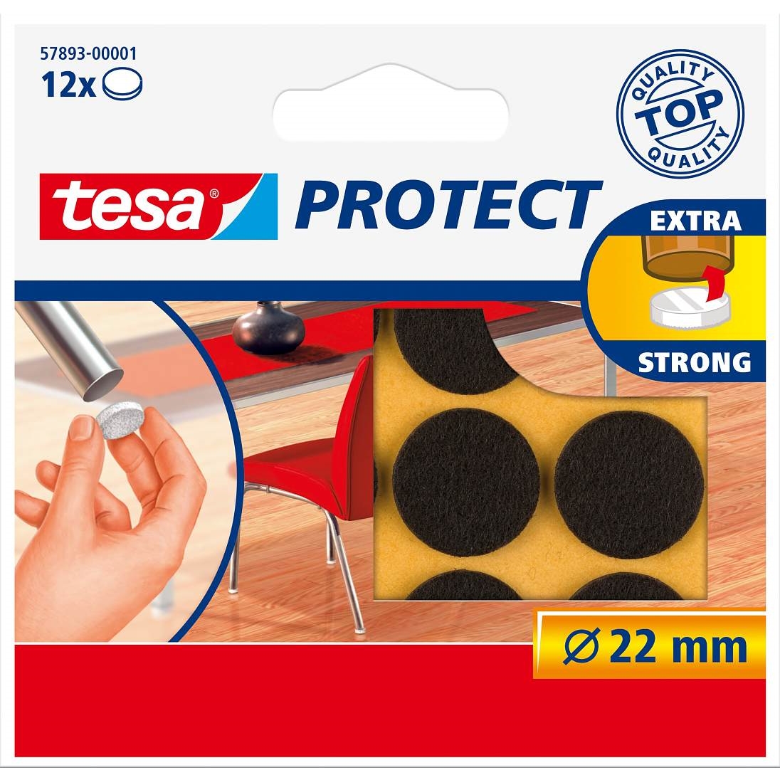 Plstěné samolepicí podložky Tesa Protect, 22 mm, hnědá
