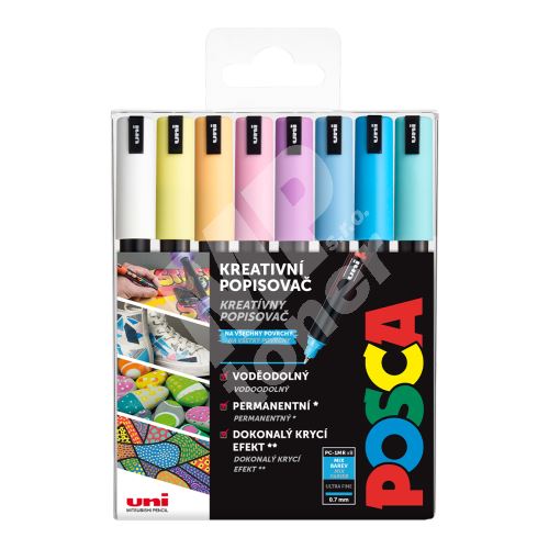 Uni Posca sada akrylových popisovačů PC-1MR, 8 ks, mix pastelových barev 1