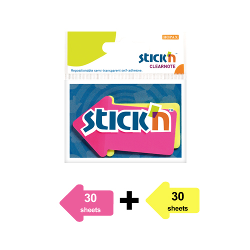 Samolepící záložky Stick'n Clearnote šipky, 2x30 lístků