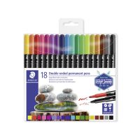 Permanentní popisovače Staedtler Twin-tip, 18 barev, oboustranné Permanentní popisovače Staedtler Twin-tip, 18 barev, oboustranné