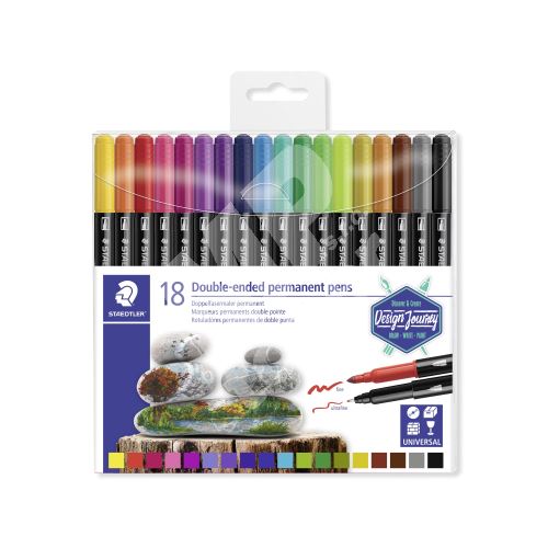 Staedtler Twin-tip, permanentní popisovače, 18 barev, oboustranné 1