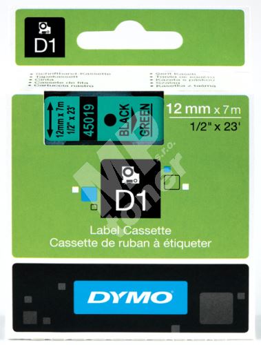Páska Dymo D1 12 mm černý tisk/zelený podklad, 45019, S0720590 1