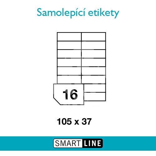 Samolepící bílé etikety Smart Line A4 105 x 37 mm 100 archů 1