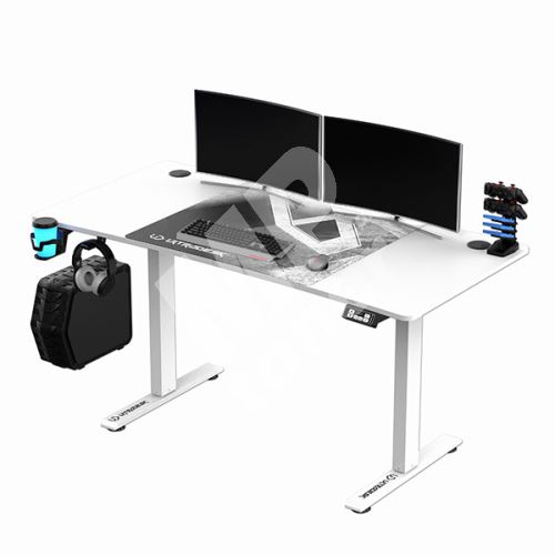 Herní stůl Ultradesk Level V2 White, 140x68x72-117cm, elektricky nastavitelná výška 1