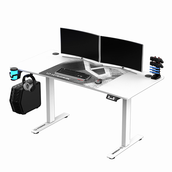 Herní stůl Ultradesk Level V2 White, 140x68x72-117cm, elektricky nastavitelná výška