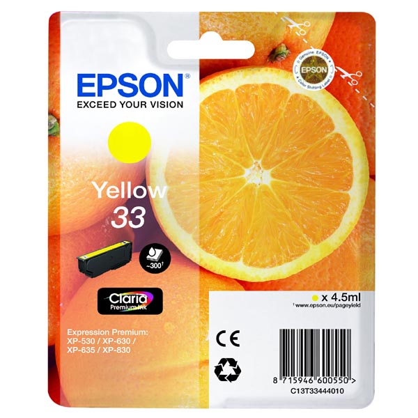 Inkoustová cartridge Epson C13T33444012, Expres. Home XP-530, XP-630, yellow, 33, originál