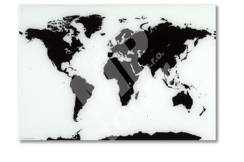 Skleněná magnetická mapa světa Naga 80 x 55 cm, černo-bílá 1