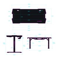 Herní stůl Ultradesk Force Snow, 166x70, 66-86 cm, 5 úrovní výšky, s XXL podložkou, 18 (17)