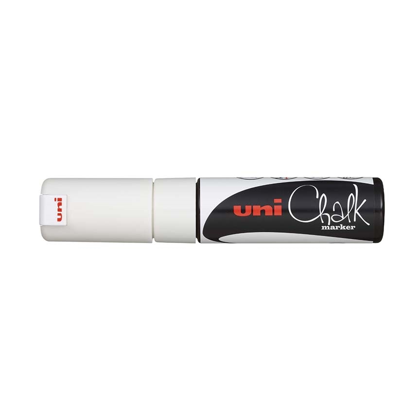 Křídový popisovač Uni Chalk Marker PWE-8K, 8 mm, bílý