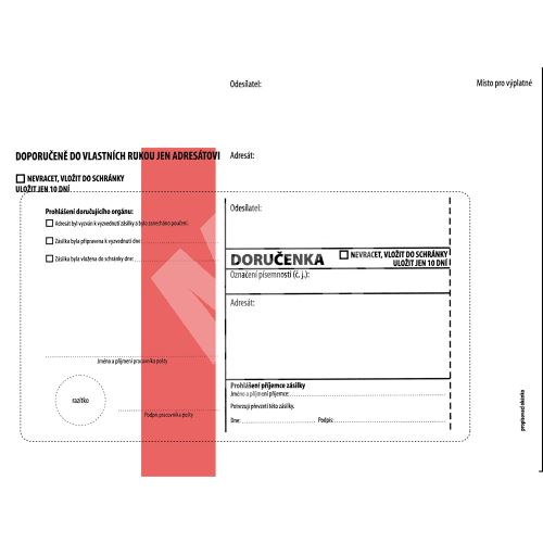 Obálka doručenka červený pruh C5 162 x 217 mm 1000 ks 1