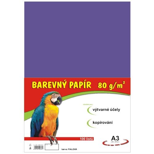 Barevný papír A3, 80g, fialový, 100 listů