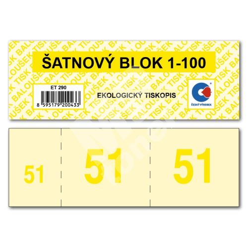 Šatnové bloky ET290, 1-100 čísel, mix barev 1