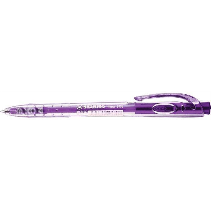 Kuličkové pero Stabilo Liner 308, 0,3mm, stiskací mechanismus, fialové