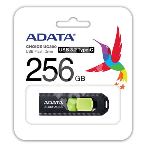 256GB ADATA UC300, USB flash disk 3.2, USB-C, černo zelená 1