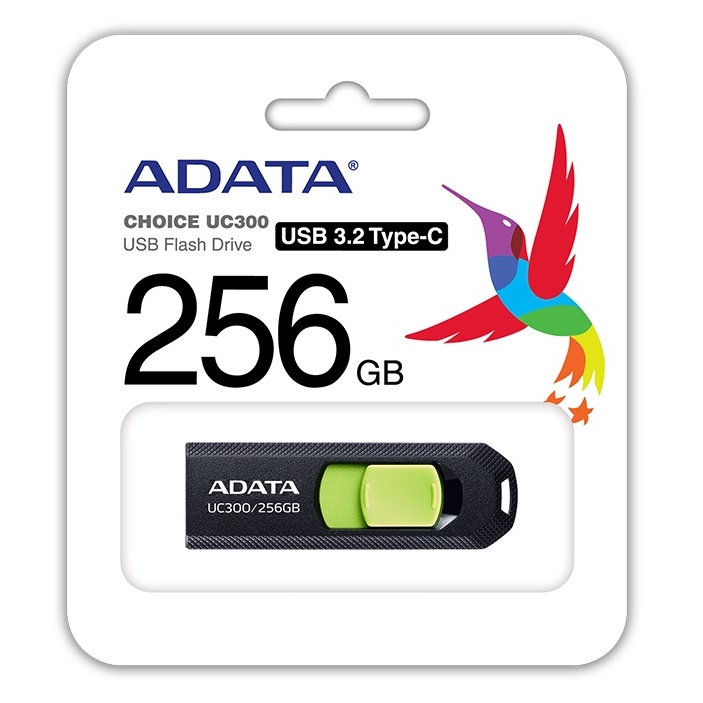 256GB ADATA UC300, USB flash disk 3.2, USB-C, černo zelená