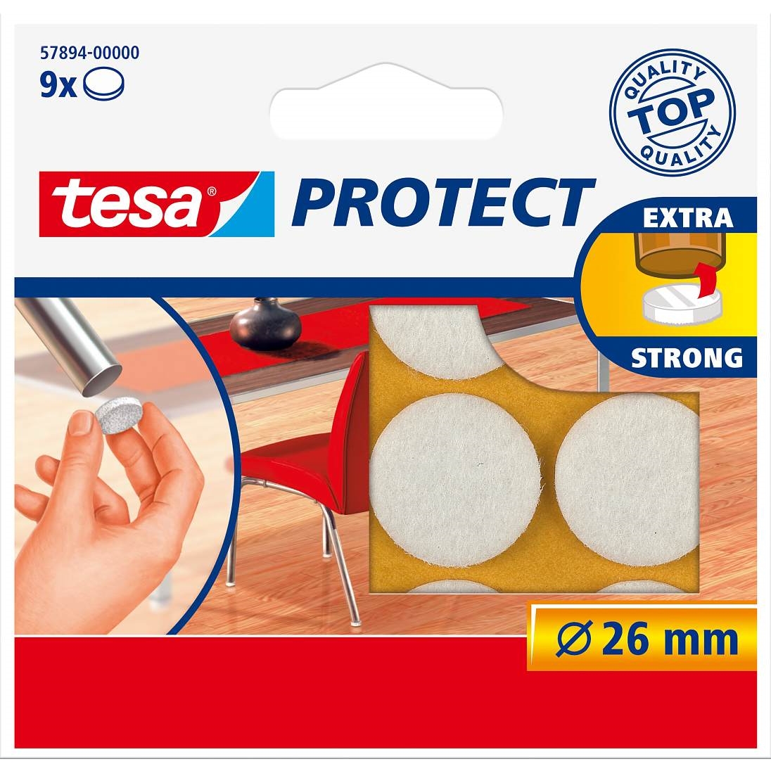 Plstěné samolepicí podložky Tesa Protect, 26 mm, bílá