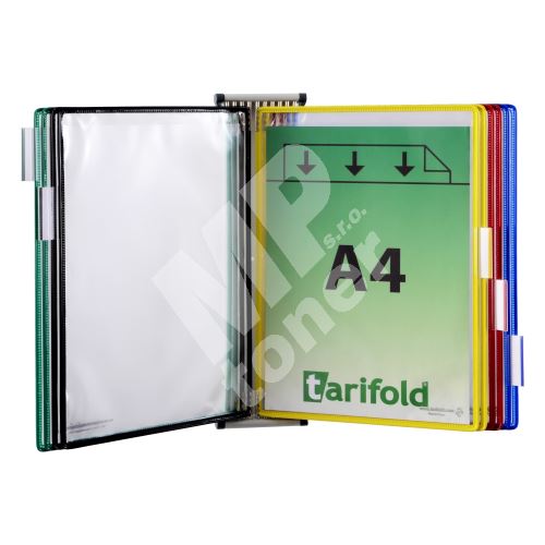 Tarifold nástěnný kovový držák s rámečky, 10 rámečků s kapsami A4 na výšku, mix barev 1