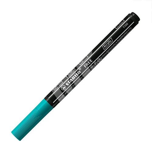 STABILO FREE Acrylic akrylový popisovač T100 Kulatý hrot 1-2 mm - modře zelený 1