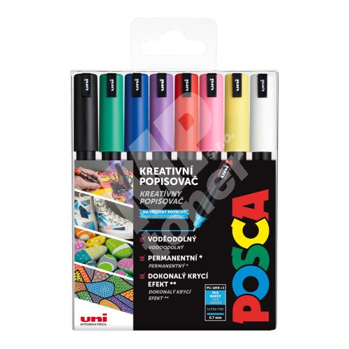 Uni Posca sada akrylových popisovačů PC-1MR, 8 ks, mix základních barev 1