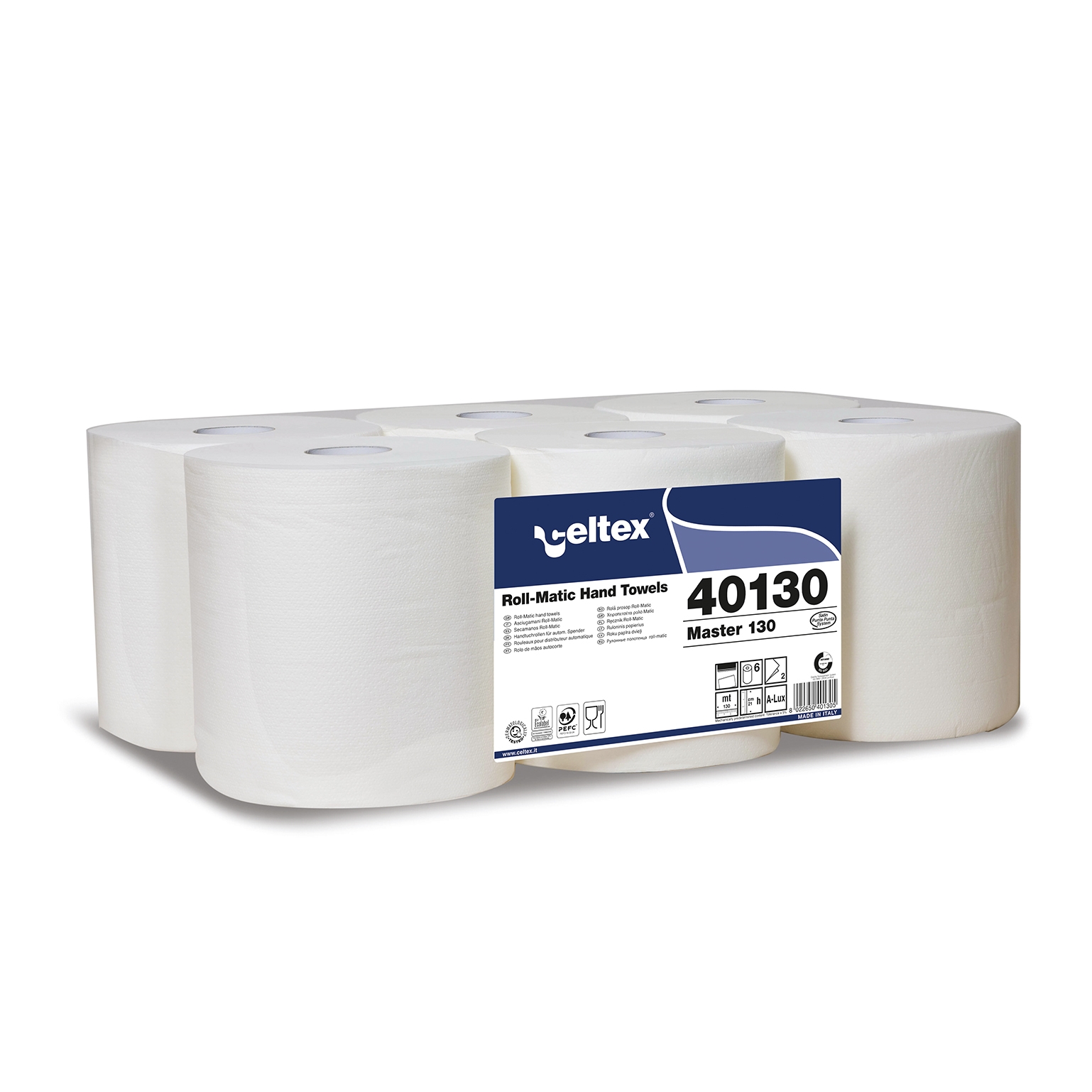 Papírové ručníky Celtex 40130 Master 130, role, 2 vrstvy, bílá