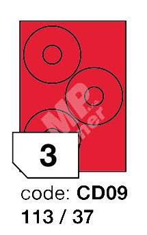 Samolepící etikety Rayfilm Office průměr 113/37 mm 300 archů, fluo červená, 1