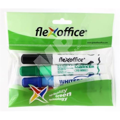 Popisovač na bílou tabuli Flexoffice Flexmarker WB02, 2,5mm, kuželový hrot, 4 barvy 1