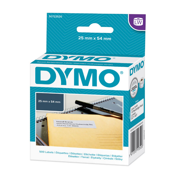 Etikety Dymo pro zpáteční adresu 54x25mm, bílé, samolepící 1bal/500 ks, 11352, S0722520