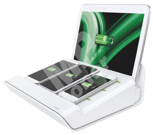 Multifunkční nabíječka XL Leitz Complete, pro 1 tablet a 3 chytré telefony, bílá 1