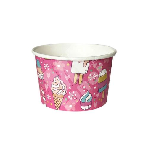Miska papírová na zmrzlinu, 250 ml, růžová, tisk Ice Cream, 50 ks 1