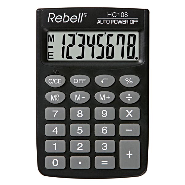 Kalkulačka Rebell RE-HC108 BX, černá, kapesní, osmimístná