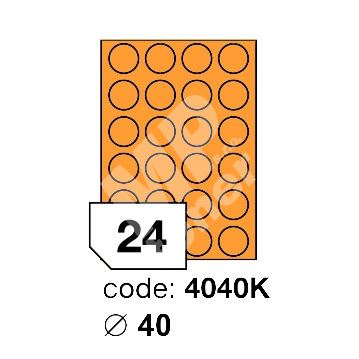 Samolepící etikety Rayfilm Office průměr 40 mm 100 archů, fluo oranžová, R0133.4040KA 1